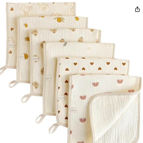 6 Pack Muslin Burp Cloths Premium Cotton-Large Size